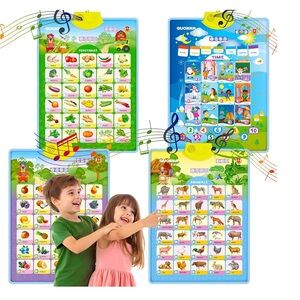 Set of 4 Vertical Learning Wall Chart for Kids Interactive Speech Therapy Poster